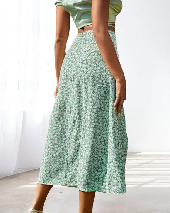 Slit mid waist bag hip skirt