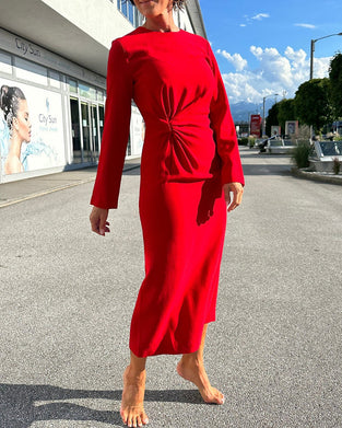 Solid Color Rond Neck Casual Dress