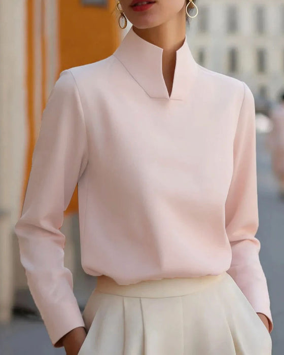 Stand Collar Long Sleeve Top