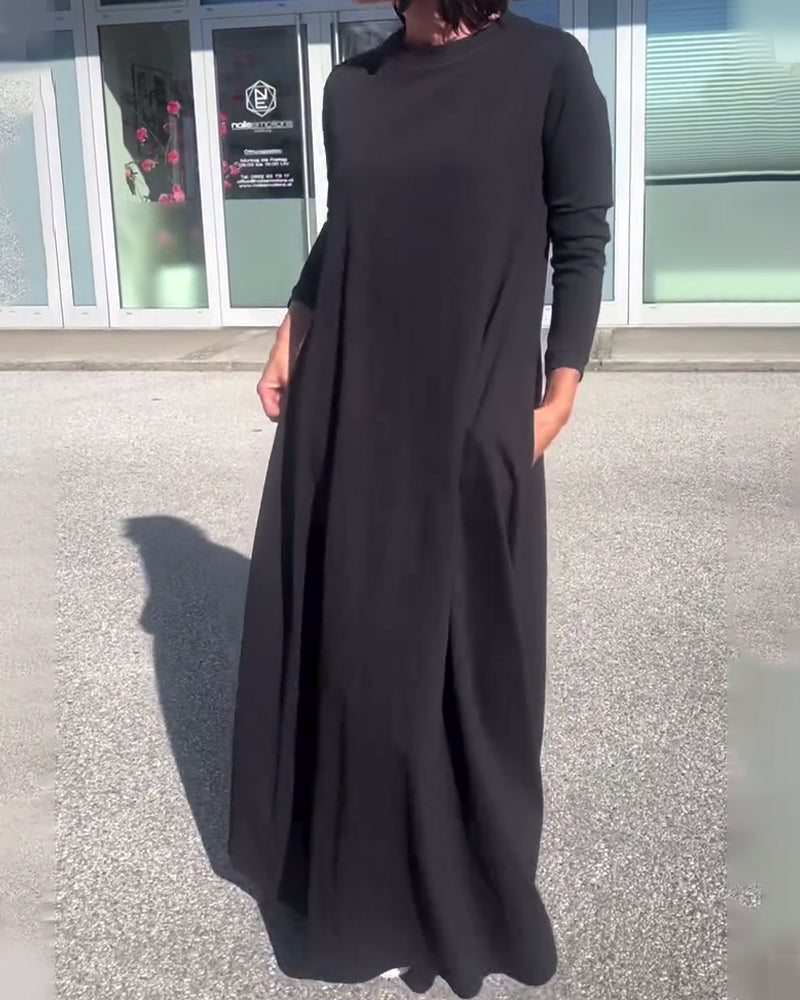 Loose Long Sleeve Round Neck Dress