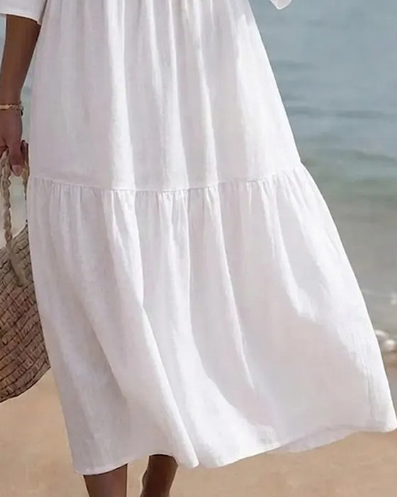 Lace Patchwork Flare Sleeve Long Dress