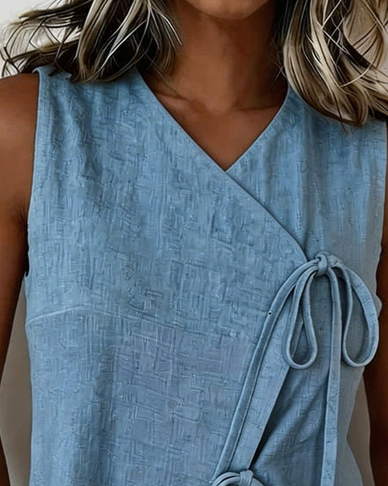 V-Neck Sleeveless Cross Vest Blouse