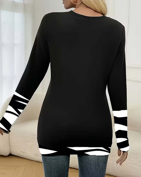 Striped Patchwork Long Sleeve Top