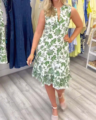 Sleeveless Floral V-Neck Dress