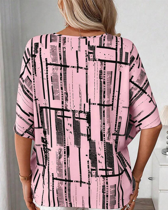 V-Neck Line Batwing Sleeve Blouse