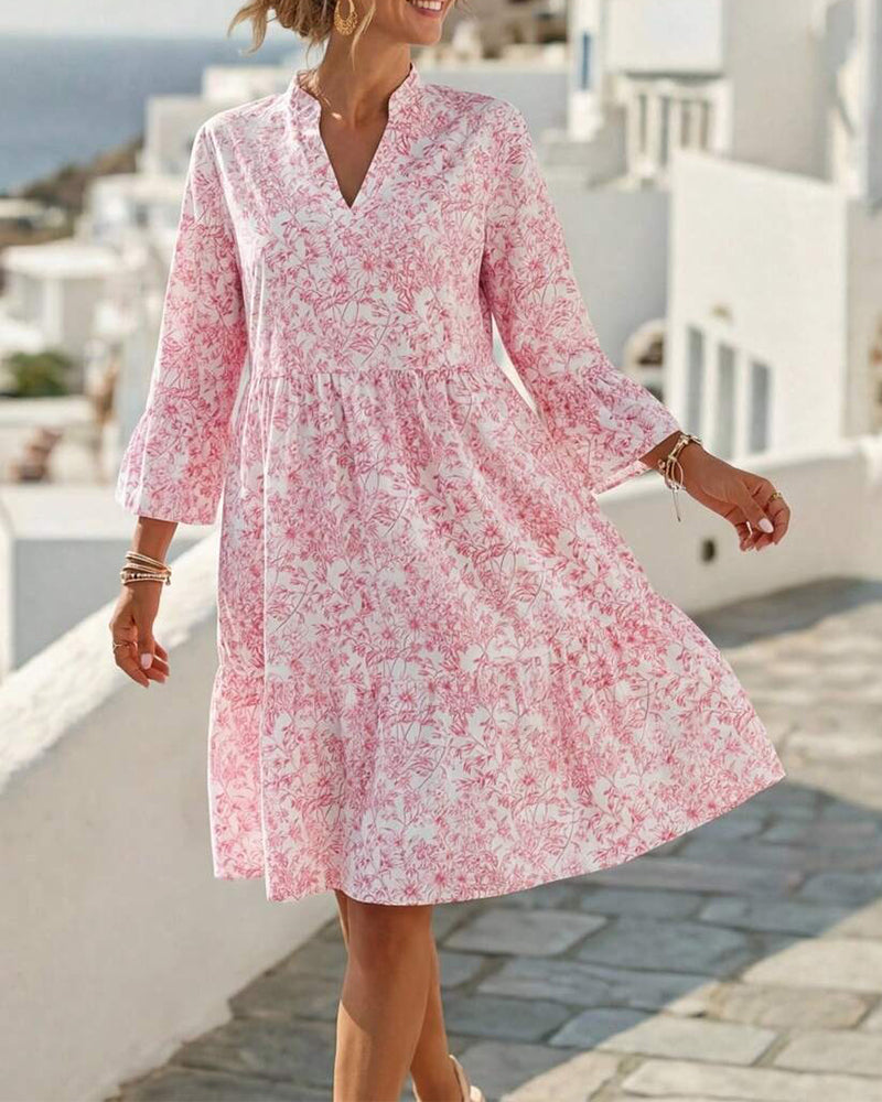 Floral V-Neck Cake Dress