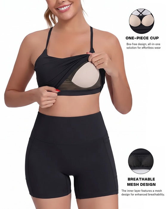 Back Cross Solid Cami Top