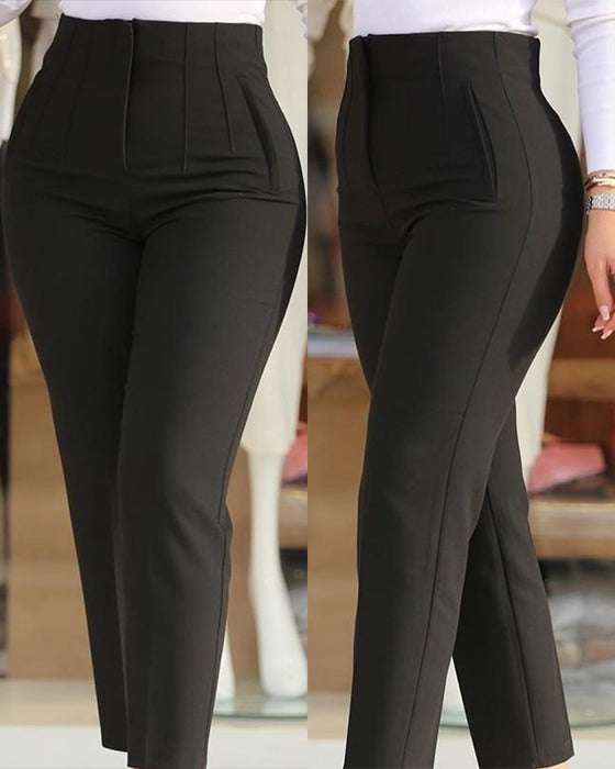 Pocket Casual Cropped Pants