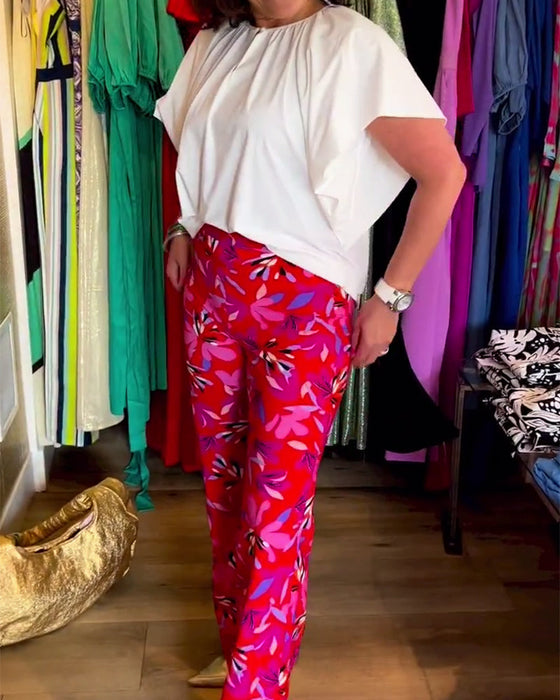 Casual solid color pleated top