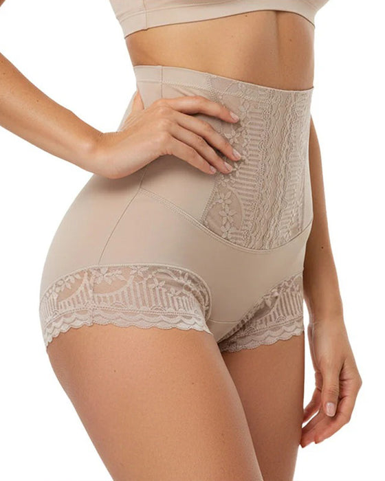 Women's high-waisted lace panties that tighten the tummy and lift the buttocks