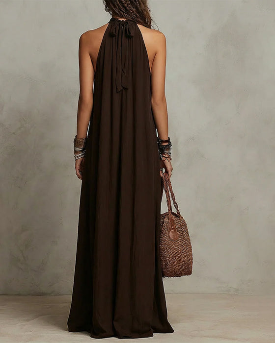 Halter High Neck Sheer Long Dress