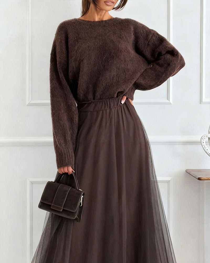 Elegant Sweater with Back Bow