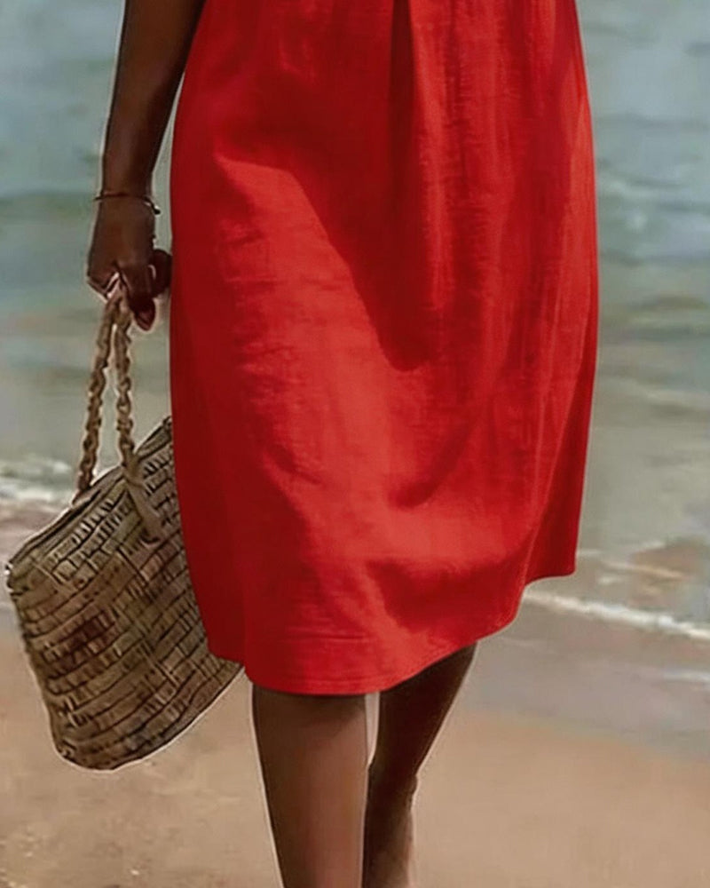 Buttoned Sleeveless Dress
