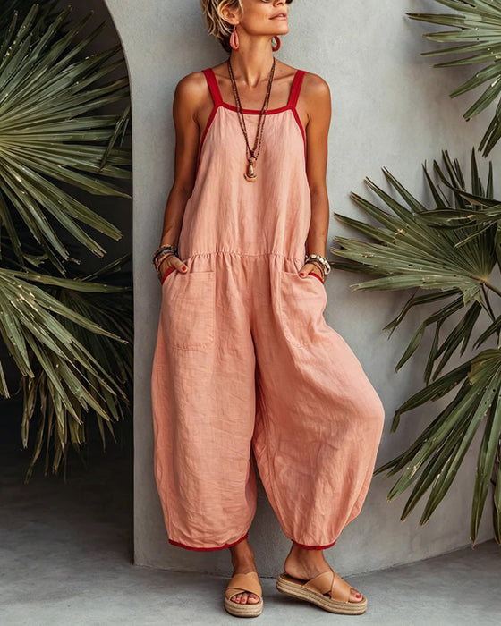 Color-Blocked Pocket Jumpsuit