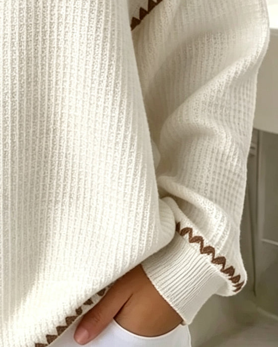 Crew Neck Button Casual Sweatshirt