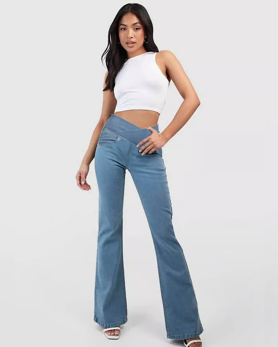 High Stretch Fashion Pocket Flare Pants