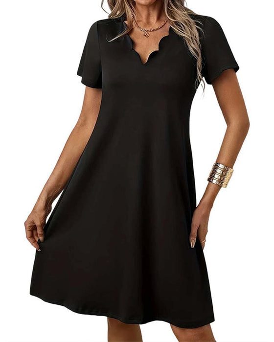 Short Sleeve Solid Dress