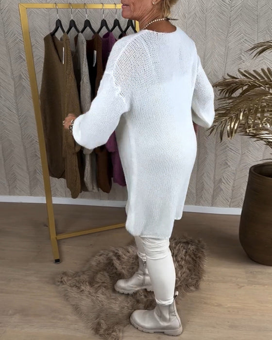 Irregular solid color casual sweater