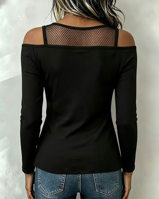 Mesh Zip Irregular Top