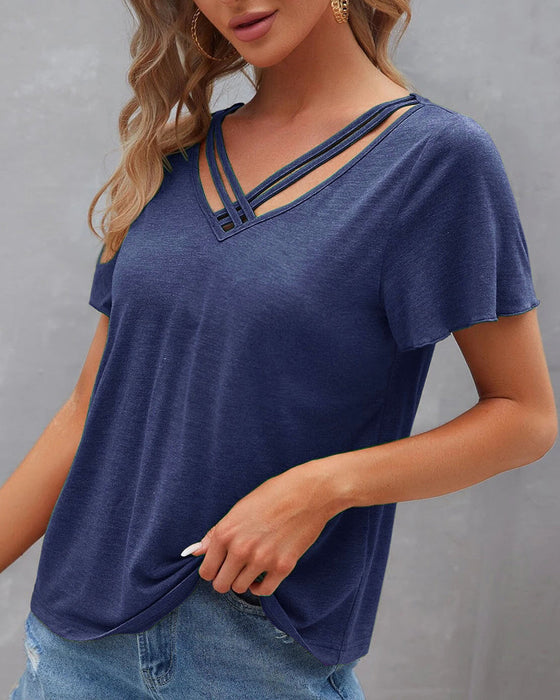 Solid color Cut Out T-shirt