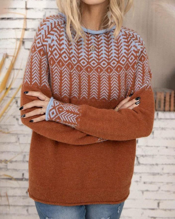 Elegant printed pullover sweater