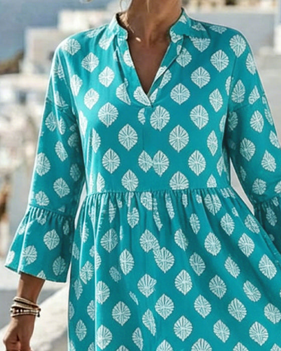 V-Neck Printed Dress