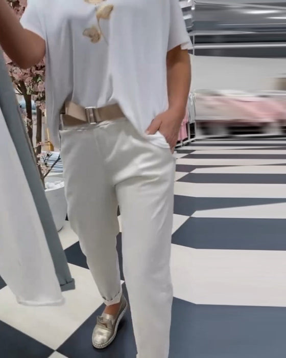 Solid-colored casual pants