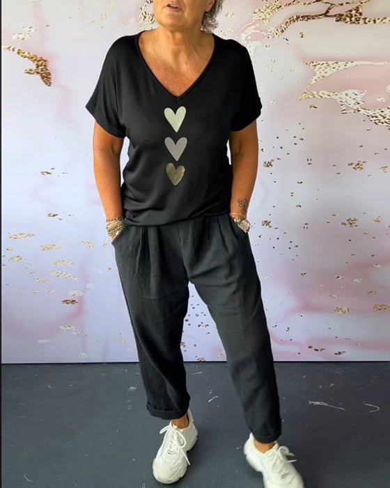 Solid color pocket comfort casual pants