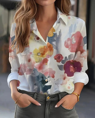 Elegant shirt with colorful floral print