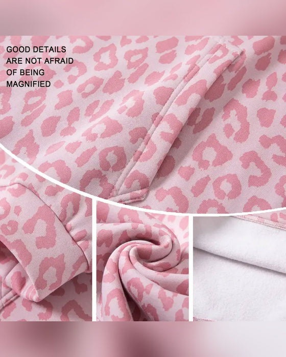 Hooded Leopard Pocket Loose Hoodie