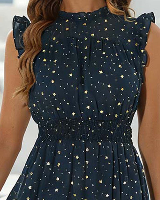Ruffle Sleeveless Flounce Dress