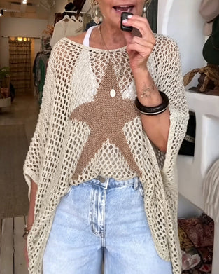 Hollow-out Star Pattern Loose Pullover