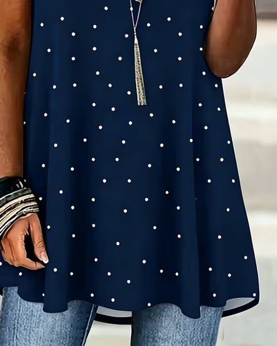 Polka Dot A-Line Short Sleeve Blouse