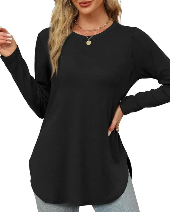 Solid Color Long Sleeve Top
