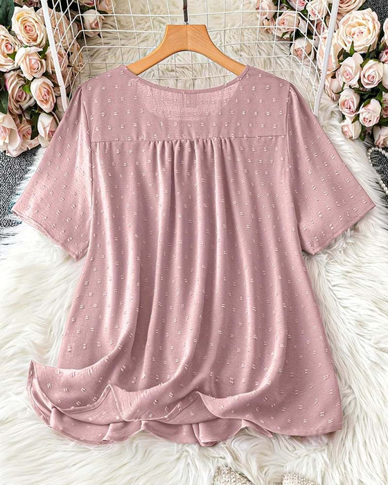 Crew Neck Fashion Casual Blouse