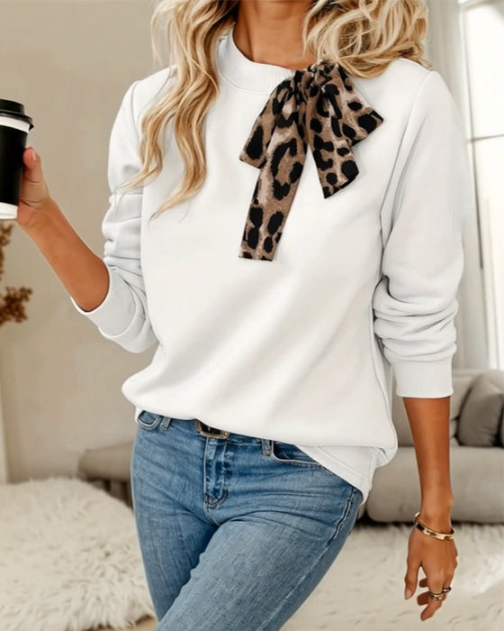 Casual Crew Neck Bow Knot Sweatshirt