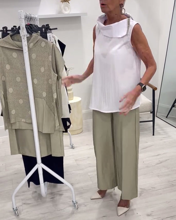 Sleeveless Wide Collar Fashion Suit