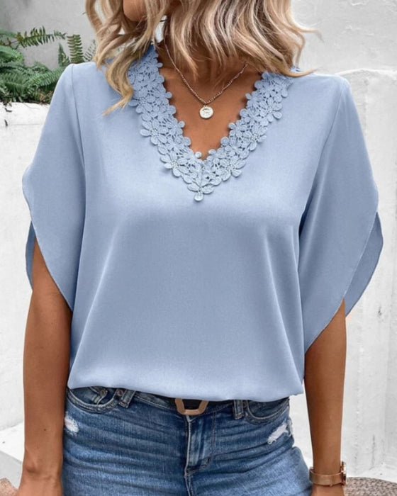 Elegant Lace V-Neck Top