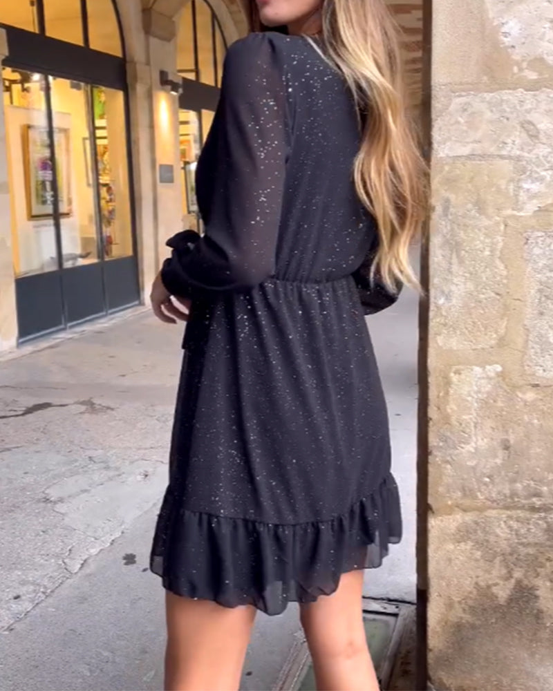 V-Neck Sparkly Fashion Dress