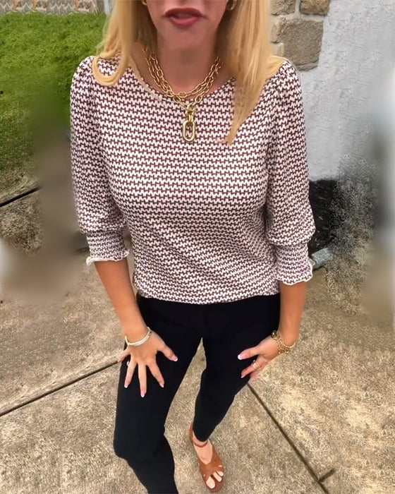 Elegant Half Sleeve Printed Top