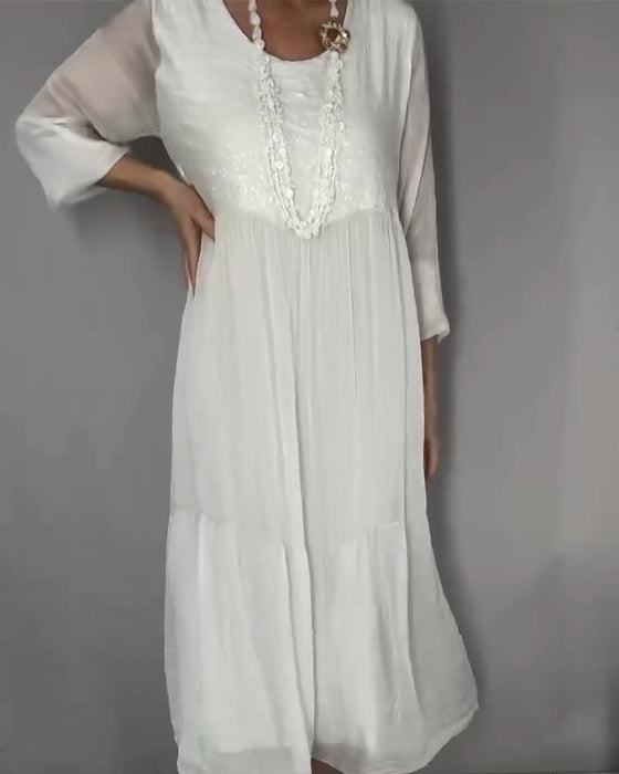 Chiffon Sequin Patchwork Long Dress