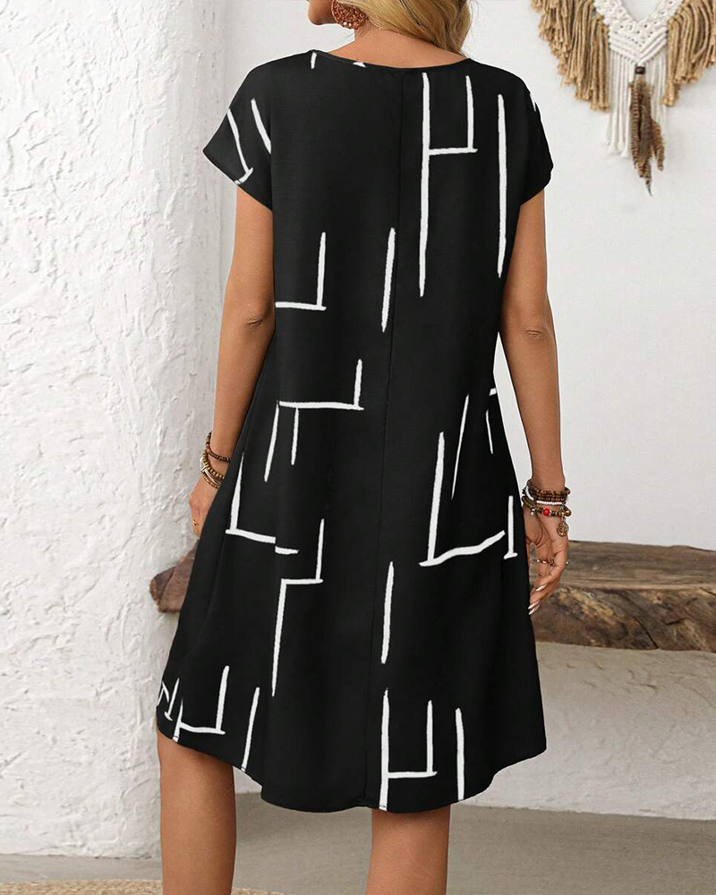 Women's Summer Casual  Print Round Neck Dress