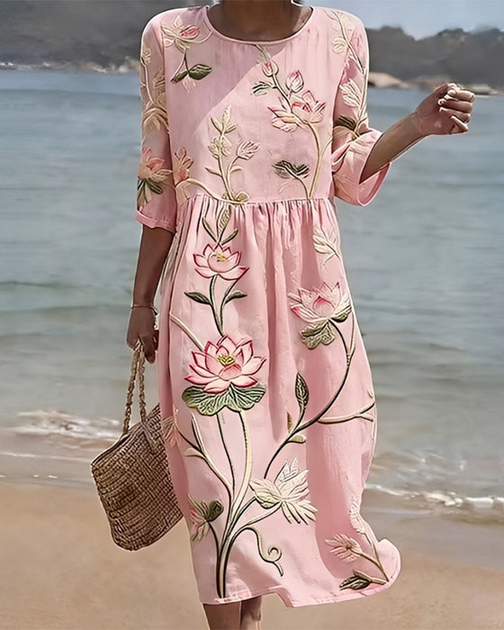 Floral Round Neck Dress