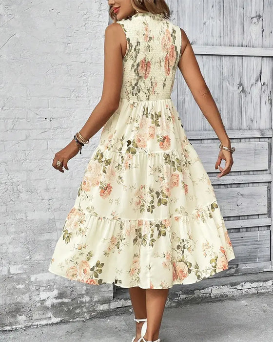 Floral Print Smocked Dress