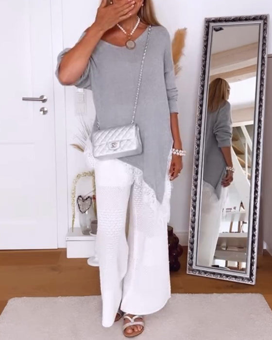 Off-Shoulder Hem Irregular Pullover