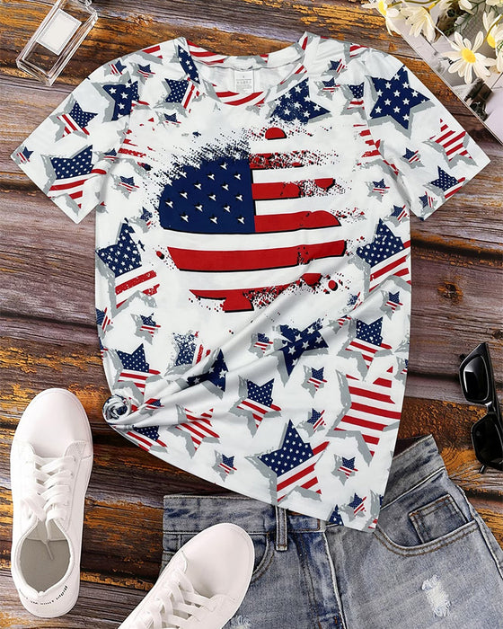 Distressed Flag All-Over Print Short-Sleeve T-Shirts