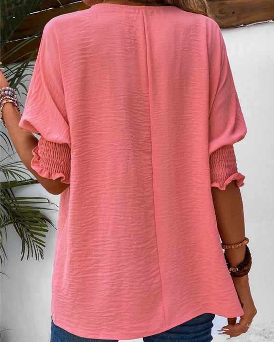 Solid color half sleeve blouse