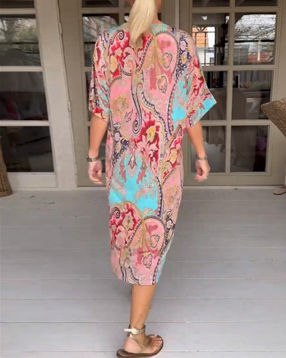 V neck half sleeve dress