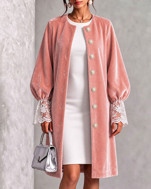 Patchwork Sleeve Button Trendy Coat