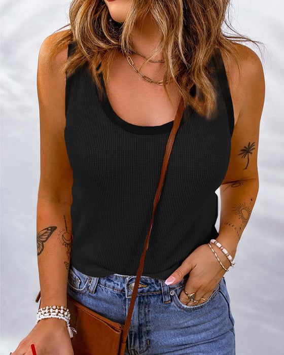Solid color u-neck tank top